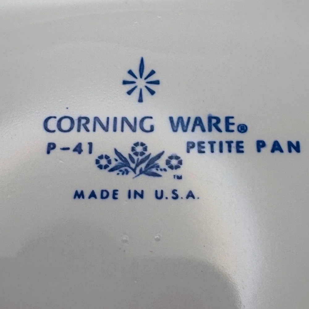 Vtg Corning Ware Blue Cornflower P-41 Petite Pan Casserole Set 3 W/ Lids‎ 1.75 C